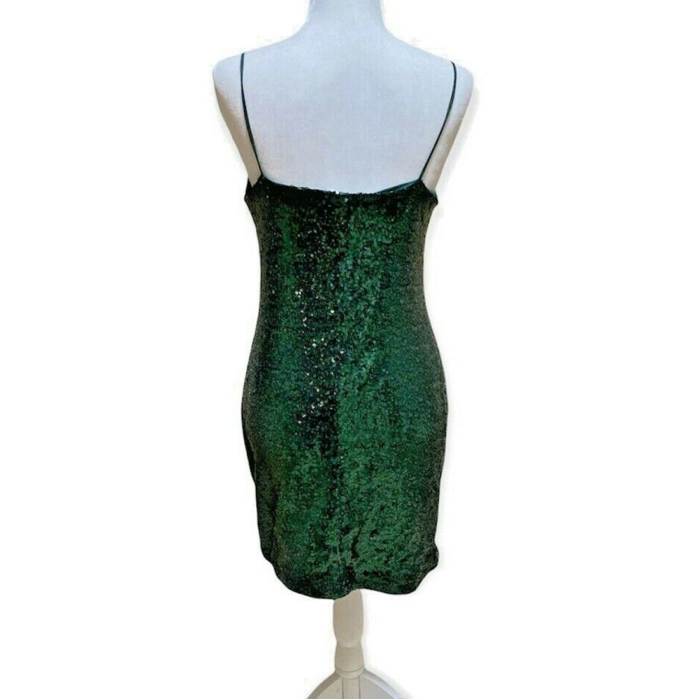 Y2k Mind Code Emerald Green Sequin Mini Dress Siz… - image 3